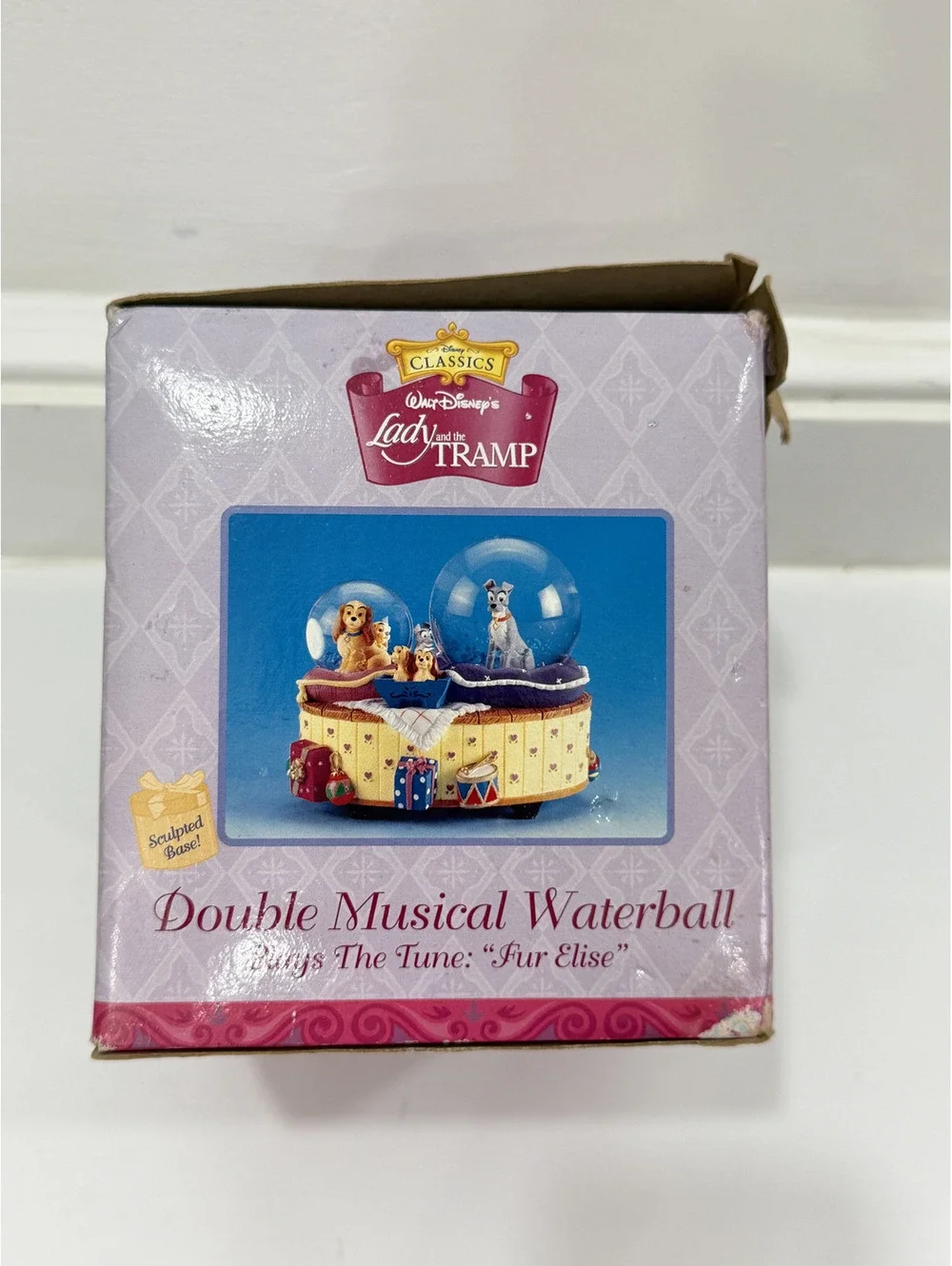 Disney Lady And The Tramp Double Musical Waterball Snowglobe Enesco Fur Elise